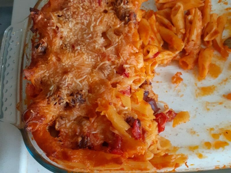 Cliquez pour zoomer ! Gratin de torsades aux merguez Thermomix par lauriane59