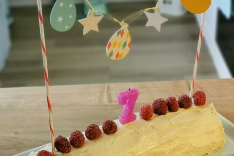 Cliquez pour zoomer ! Bûche de Noël framboises et chocolat blanc Thermomix par celinette313