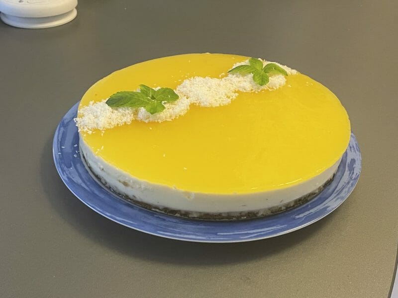 Cliquez pour zoomer ! Panna cotta citron sur sablé spéculoos et miroir de mangue Thermomix par anabellem