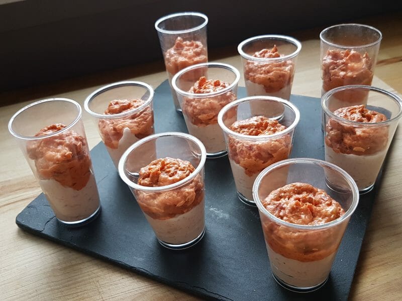 Cliquez pour zoomer ! Verrines mousse de jambon et pesto de tomates confites Thermomix par laureb44
