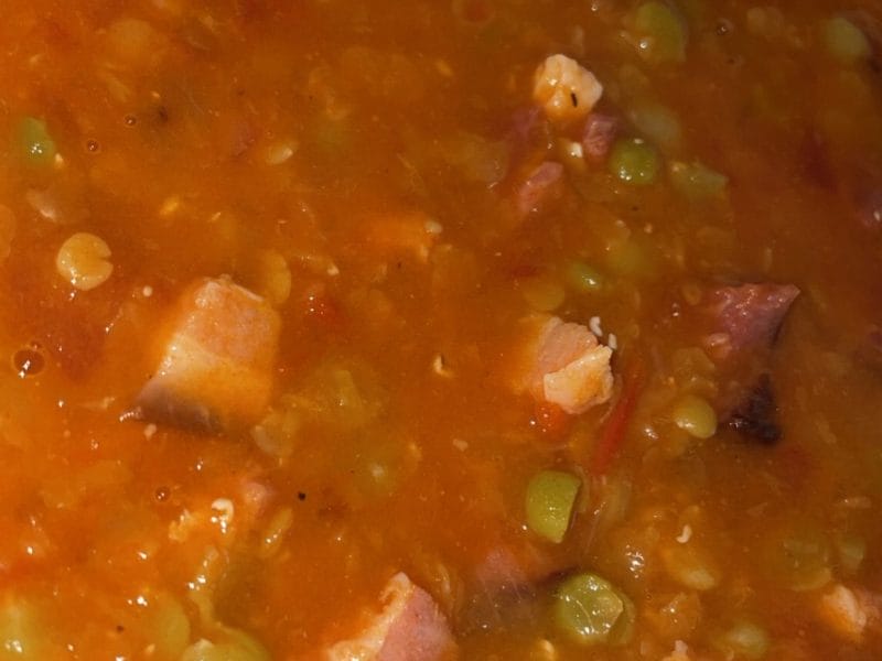 Cliquez pour zoomer ! Soupe de lentilles, pois cassés et poitrine fumée Thermomix par meli54