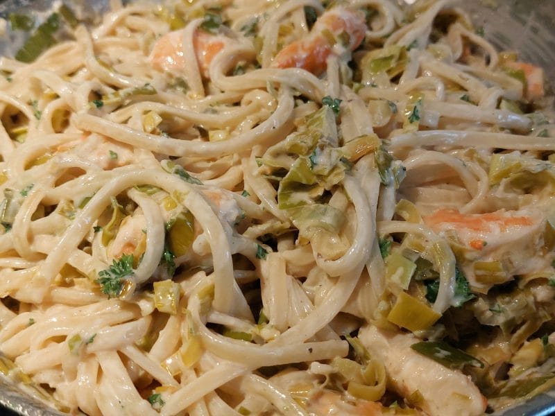 Cliquez pour zoomer ! Linguine aux poireaux et aux crevettes Thermomix par lorellacarpentierperoni