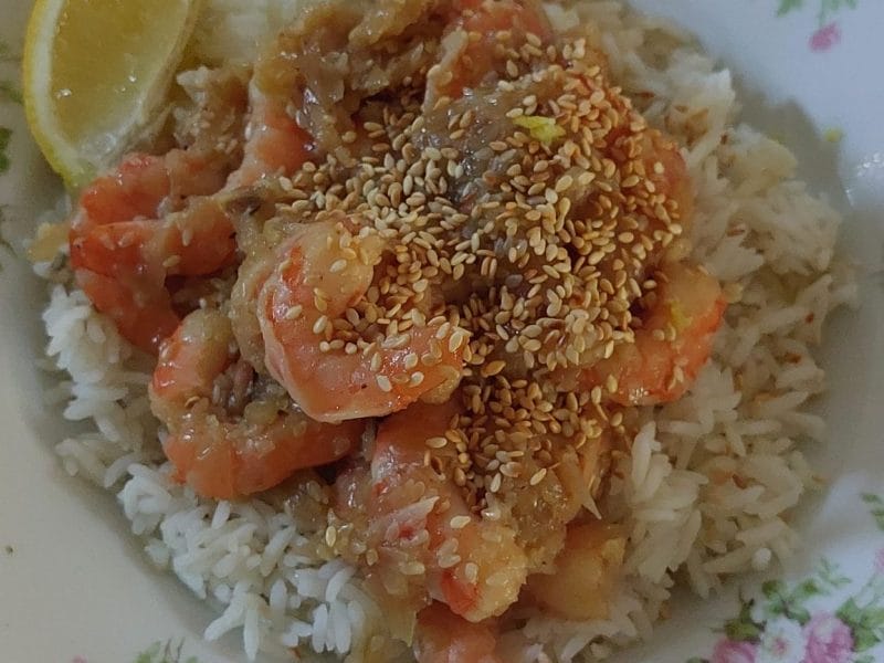 Cliquez pour zoomer ! Crevettes miel sésame au lait de coco Thermomix par lorellacarpentierperoni