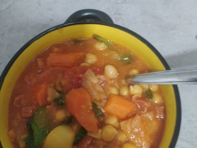 Cliquez pour zoomer ! Ragoût de pois chiches au chorizo et épinards Thermomix par gene343445