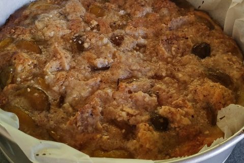 Cliquez pour zoomer ! Tarte briochée aux prunes avec streusel au Thermomix