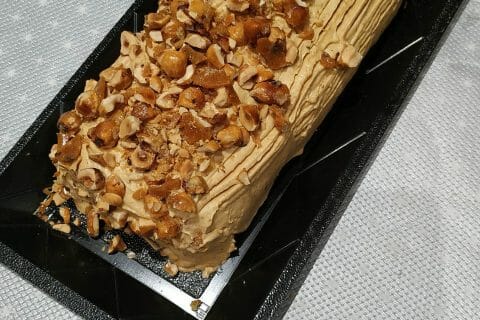Cliquez pour zoomer ! Bûche pralinée aux éclats de noisettes caramélisés au Thermomix