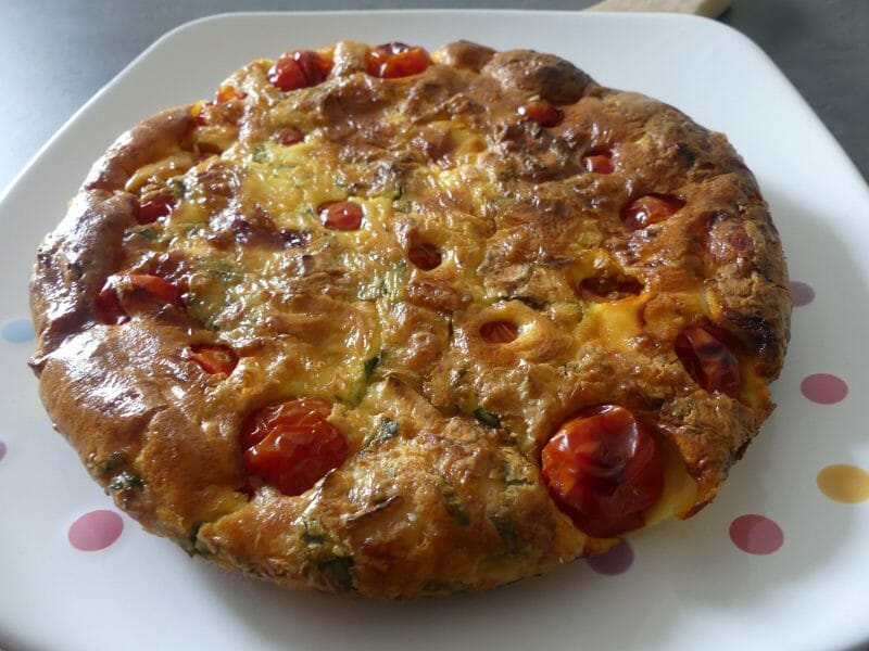 Cliquez pour zoomer ! Clafoutis tomates cerises et fromage de chèvre Thermomix par nadinemarie