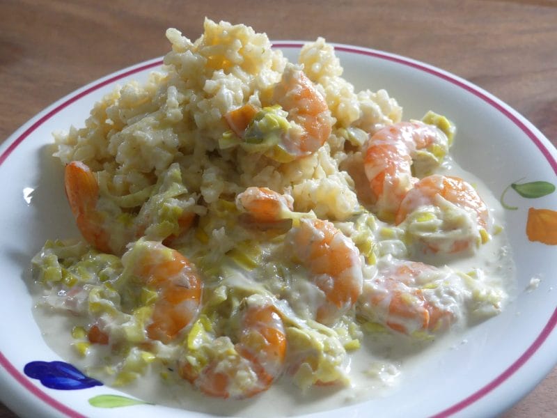 Cliquez pour zoomer ! Crevettes roses aux poireaux Thermomix par nadinemarie