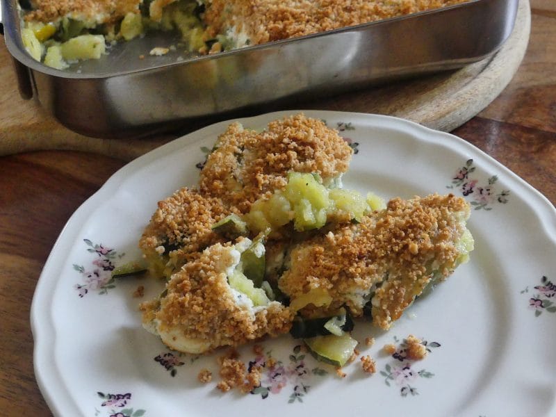 Cliquez pour zoomer ! Gratin de courgette à la ricotta et crumble Thermomix par nadinemarie