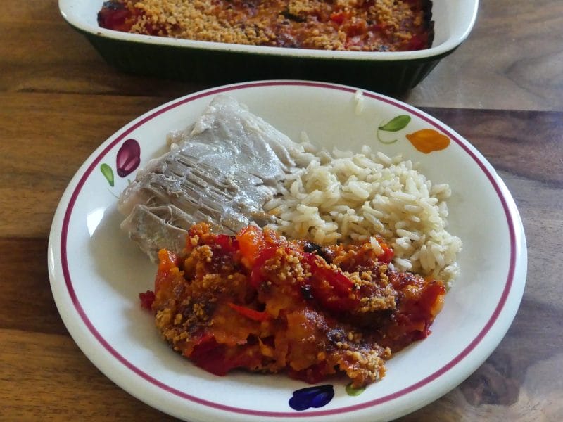 Cliquez pour zoomer ! Crumble poivrons, tomates, parmesan Thermomix par nadinemarie