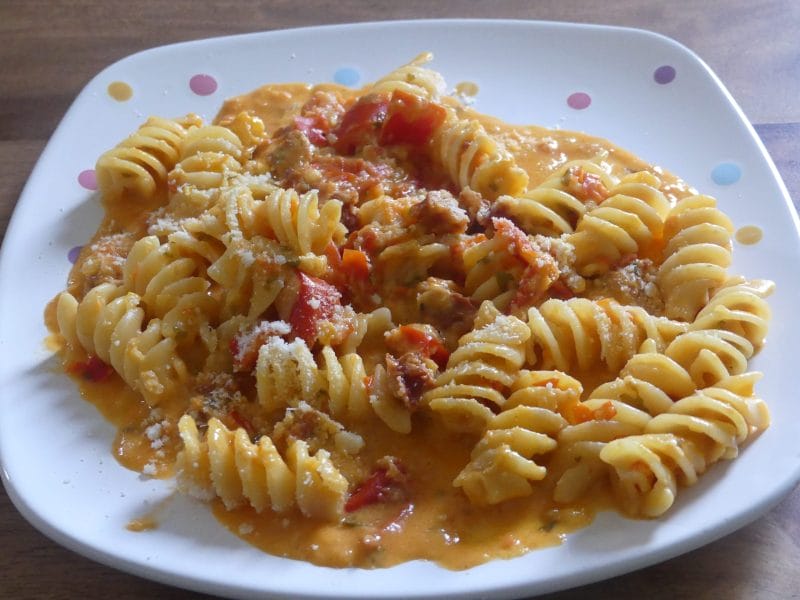 Cliquez pour zoomer ! Fusilli aux tomates et au chorizo Thermomix par nadinemarie