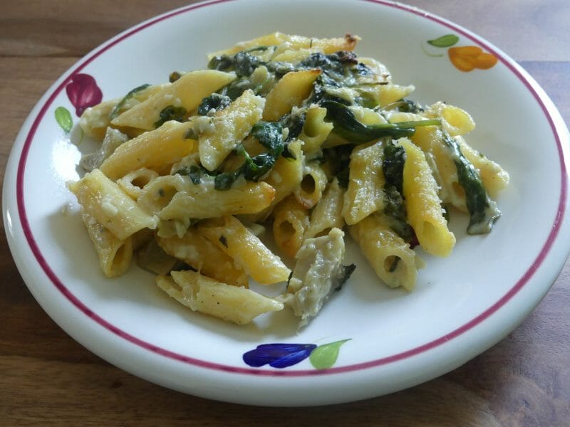 Cliquez pour zoomer ! Gratin de pâtes aux épinards et artichauts Thermomix par nadinemarie