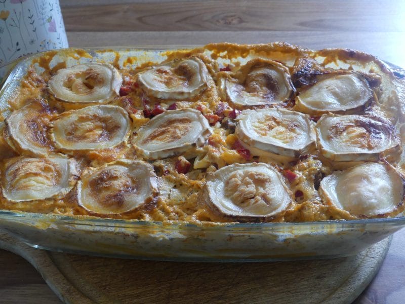 Cliquez pour zoomer ! Gratin de torsades aux merguez Thermomix par nadinemarie