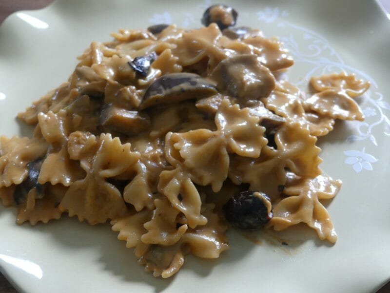 Cliquez pour zoomer ! One pot pasta aubergines, lardons et champignons Thermomix par nadinemarie