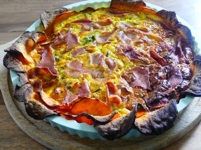 Cliquez pour zoomer ! Quiche à la patate douce, feta et jambon cru Thermomix par nadinemarie
