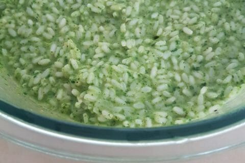 Cliquez pour zoomer ! Risotto au pesto d’épinards et basilic au Thermomix
