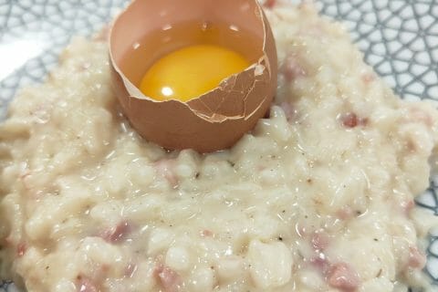 Cliquez pour zoomer ! Risotto façon carbonara Thermomix par Delchouquette