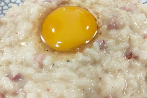 Cliquez pour zoomer ! Risotto façon carbonara Thermomix par Delchouquette