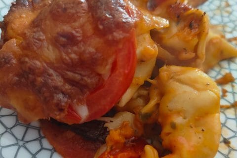 Cliquez pour zoomer ! Gratin de tortellini tomate mozzarella Thermomix par Delchouquette