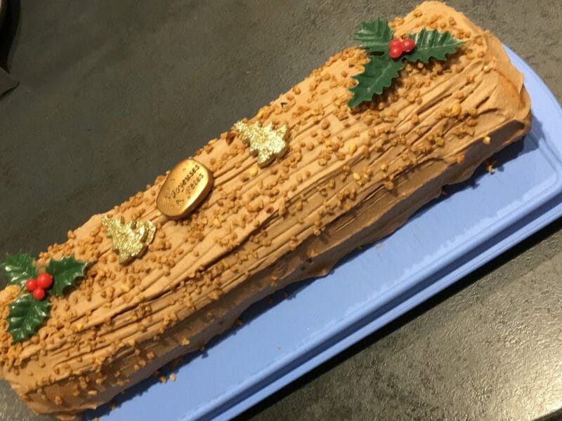 Cliquez pour zoomer ! Bûche pralinée aux éclats de noisettes caramélisés Thermomix par lealeati