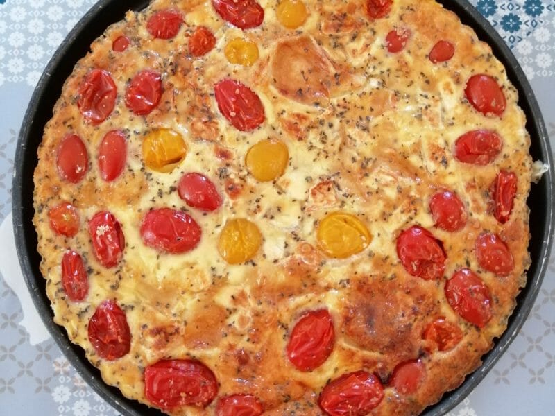 Cliquez pour zoomer ! Clafoutis tomates cerises et fromage de chèvre Thermomix par Sooh33