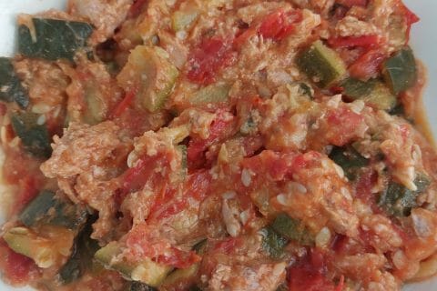 Cliquez pour zoomer ! Salade de pâtes au thon, courgettes et tomates cerises Thermomix par Véro la Poupouillette 91