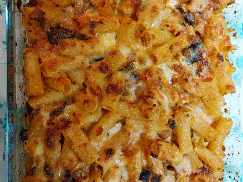 Cliquez pour zoomer ! Gratin de pâtes aux aubergines et tomates cerises Thermomix par Véro la Poupouillette 91