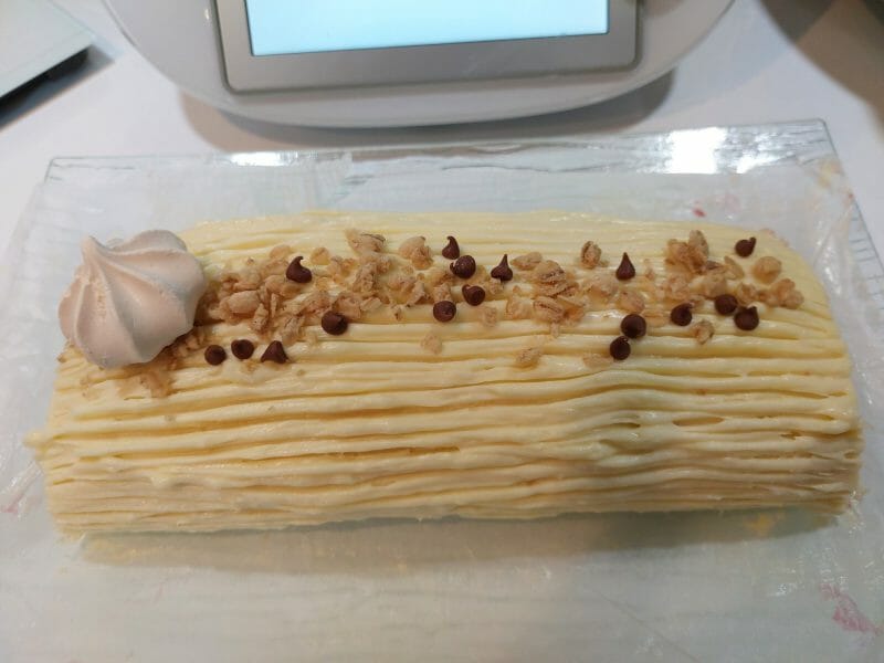 Cliquez pour zoomer ! Bûche de Noël framboises et chocolat blanc Thermomix par Véro la Poupouillette 91