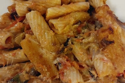 Cliquez pour zoomer ! Gratin de pâtes aux aubergines et tomates cerises Thermomix par Véro la Poupouillette 91