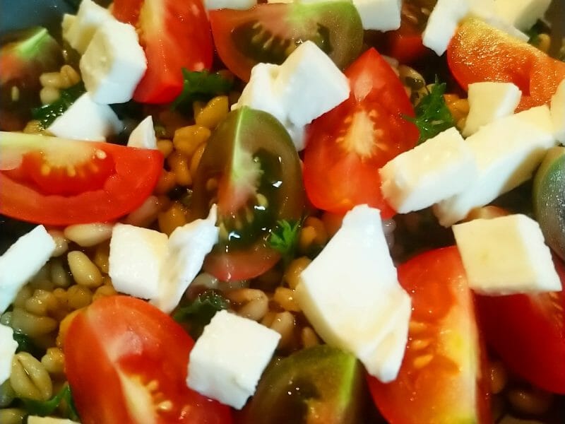 Cliquez pour zoomer ! Salade d’ebly, oignon caramélisé & mozzarella Thermomix par clagab1810