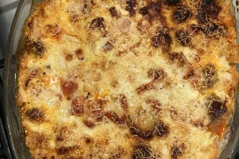Cliquez pour zoomer ! Gratin de torsades aux merguez Thermomix par Coconini
