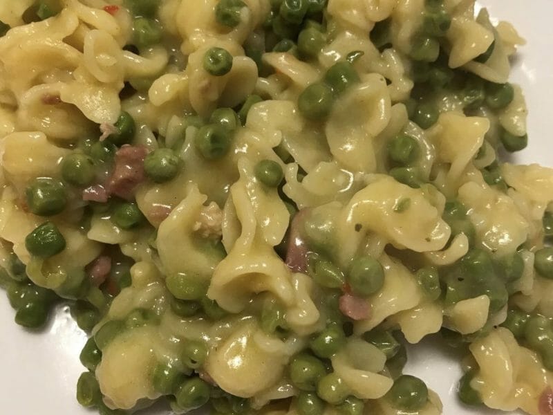Cliquez pour zoomer ! Pâtes aux petits pois et lardons Thermomix par Coconini