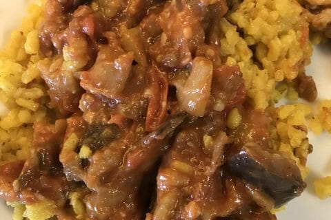 Cliquez pour zoomer ! Gratin de pâtes aux aubergines et tomates cerises Thermomix par Coconini