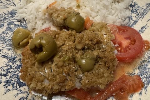 Cliquez pour zoomer ! Cabillaud en croûte d’olives vertes Thermomix par Coconini