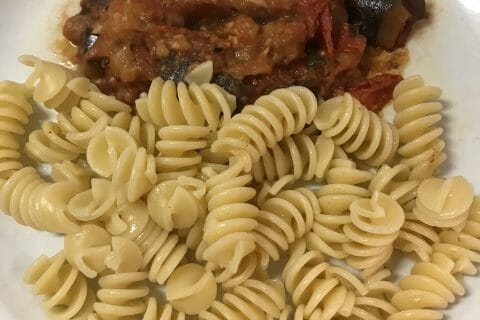 Cliquez pour zoomer ! Gratin de pâtes aux aubergines et tomates cerises Thermomix par Coconini