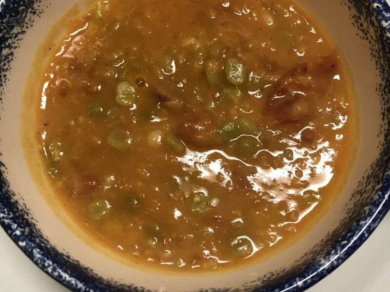 Cliquez pour zoomer ! Soupe de lentilles, pois cassés et poitrine fumée Thermomix par Coconini