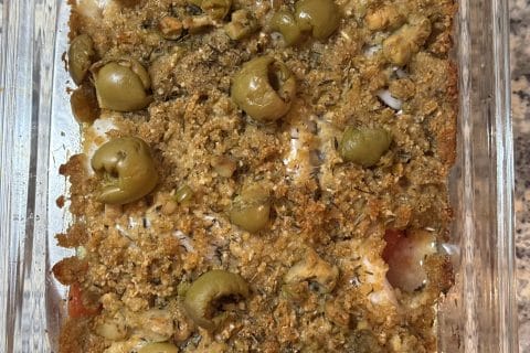 Cliquez pour zoomer ! Cabillaud en croûte d’olives vertes Thermomix par Coconini