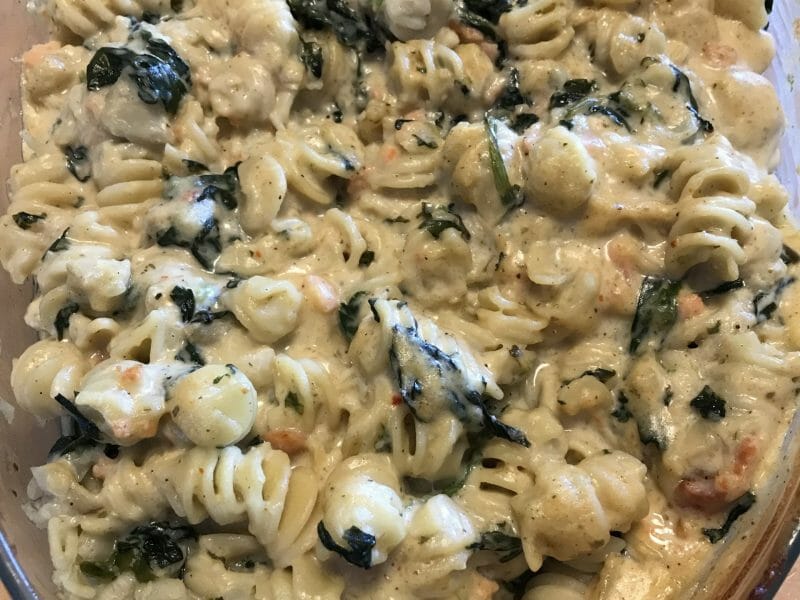 Cliquez pour zoomer ! Gratin de pâtes aux épinards et artichauts Thermomix par Coconini