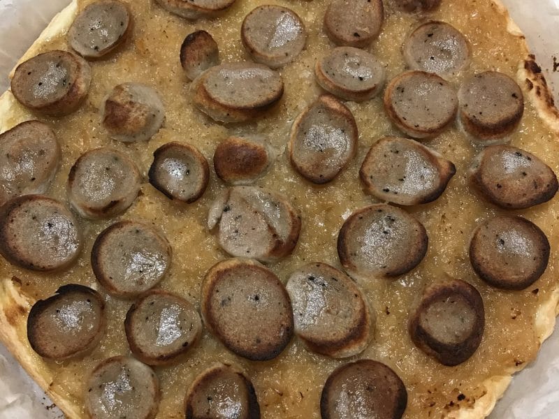 Cliquez pour zoomer ! Tarte de boudin blanc et chutney d’ananas Thermomix par Coconini