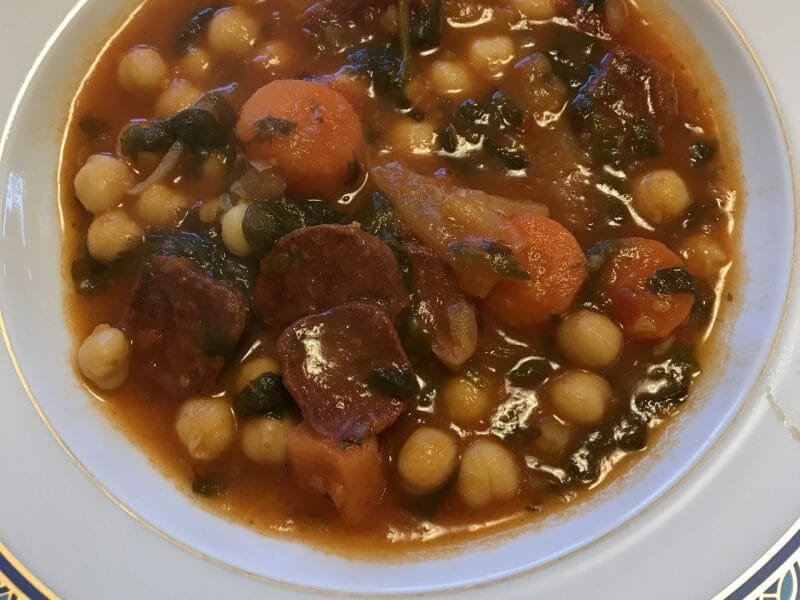 Cliquez pour zoomer ! Ragoût de pois chiches au chorizo et épinards Thermomix par Coconini