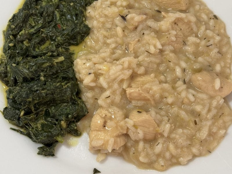 Cliquez pour zoomer ! Risotto au poulet, épinards et poireaux Thermomix par Coconini