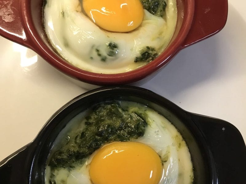 Cliquez pour zoomer ! Oeufs cocotte épinards et chorizo Thermomix par Coconini
