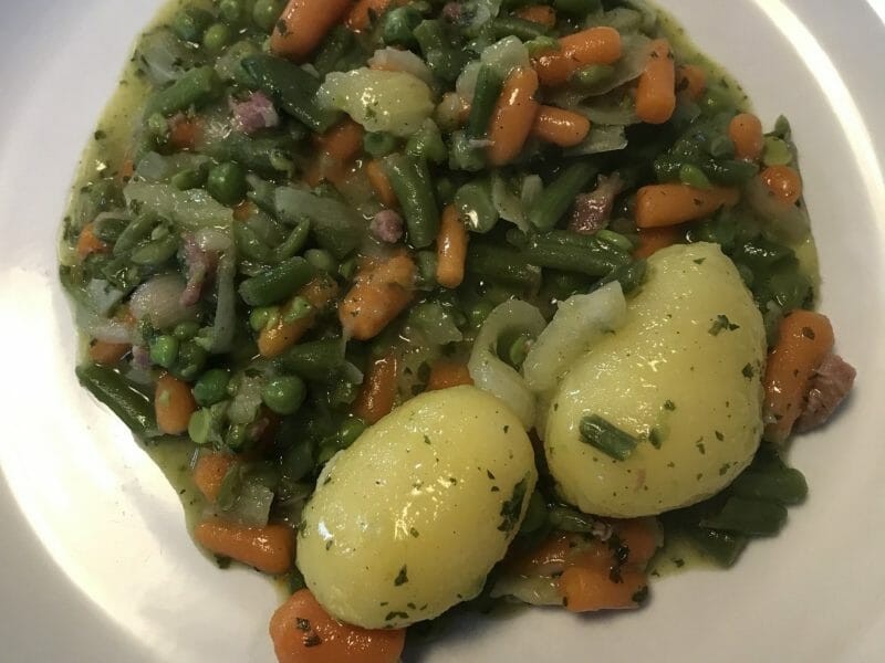 Jardinière de légumes aux lardons au Thermomix - Cookomix