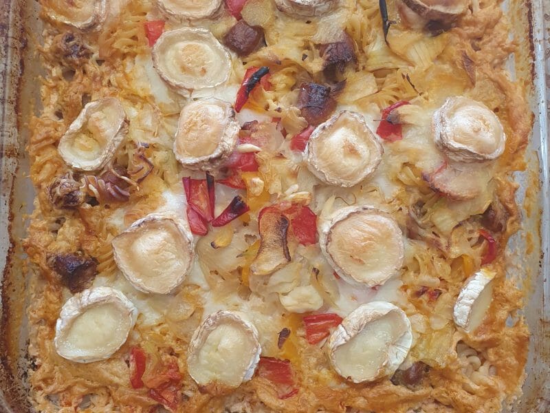 Cliquez pour zoomer ! Gratin de torsades aux merguez Thermomix par francine21110