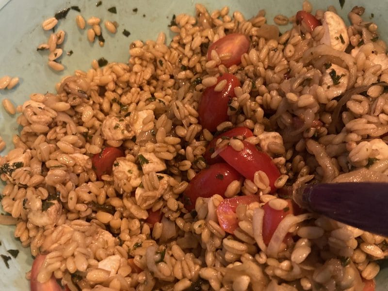 Cliquez pour zoomer ! Salade d’ebly, oignon caramélisé & mozzarella Thermomix par aurelie38230