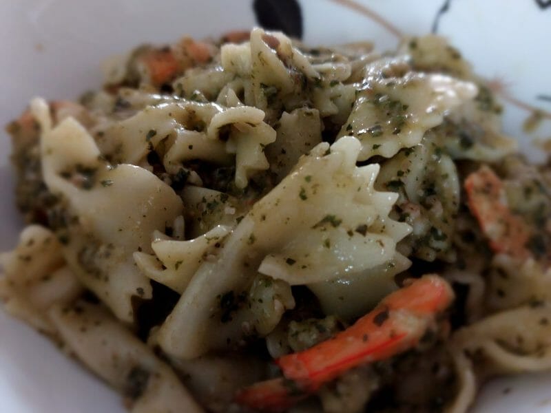 Cliquez pour zoomer ! Farfalle au pesto et crevettes Thermomix par nathalie_857