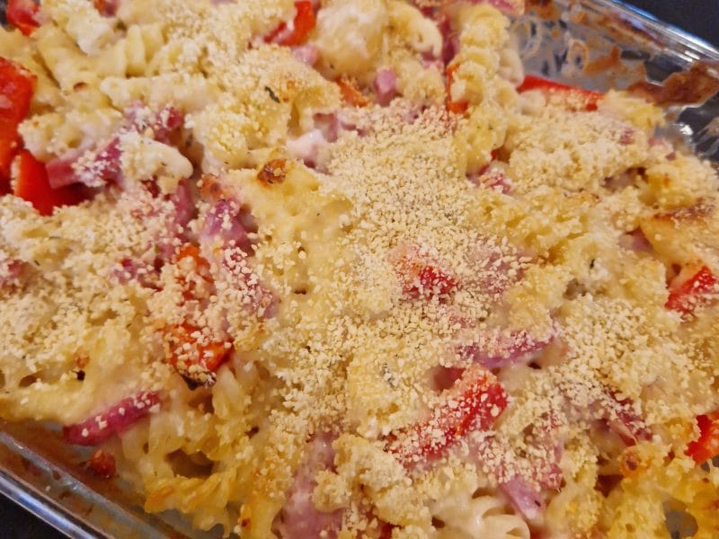 Cliquez pour zoomer ! Gratin de macaroni poivrons et chorizo Thermomix par anjuluto