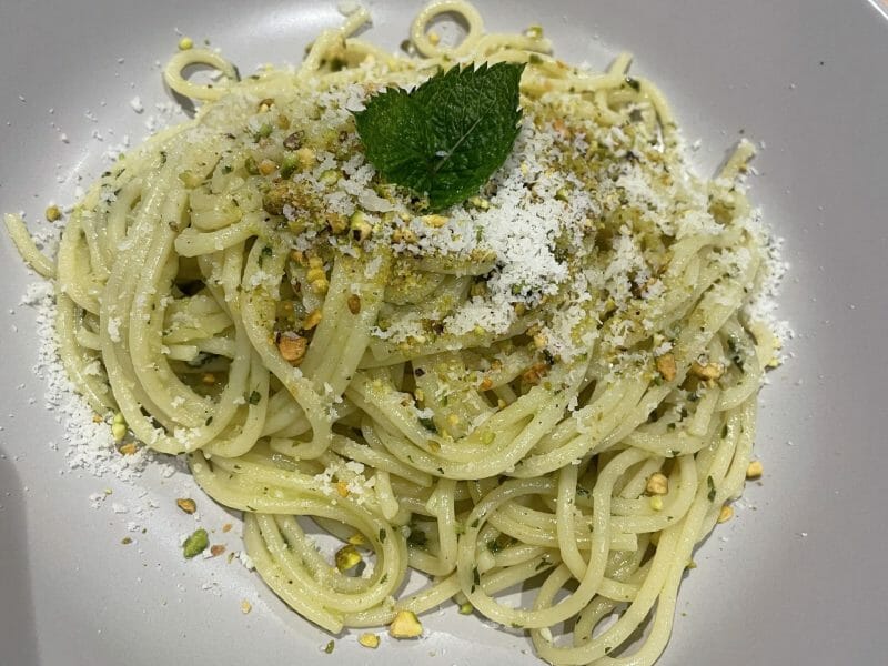 Cliquez pour zoomer ! Spaghettis au pesto de menthe fraîche Thermomix par aurelierossi