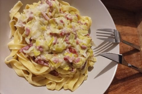 Cliquez pour zoomer ! Tagliatelles à la crème de poireaux Thermomix par tchoomi
