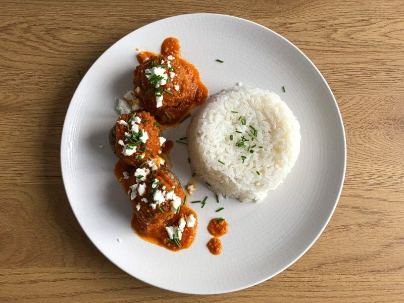 Cliquez pour zoomer ! Boulettes de viande sauce aux poivrons rouges Thermomix par drsayegh